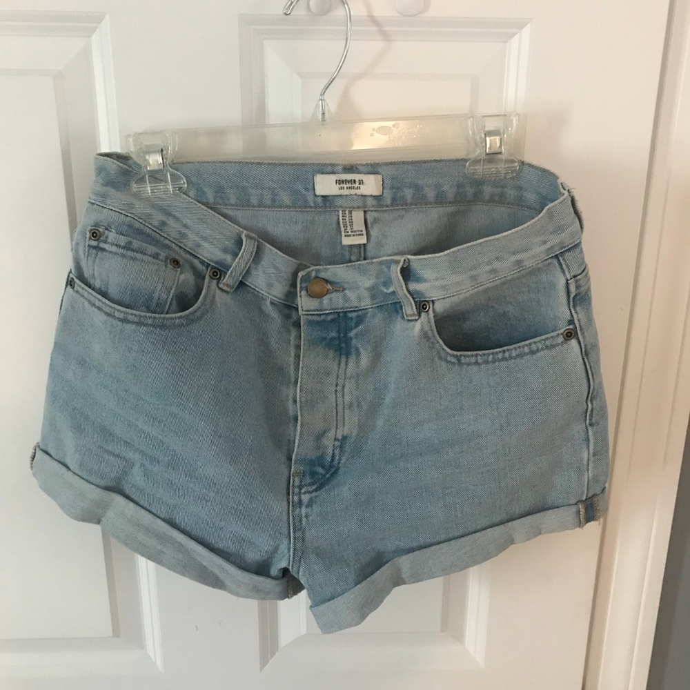 Forever 21 High Waisted Lightwash Jean Shorts